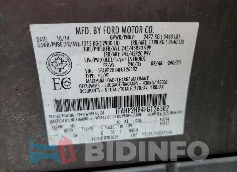 1FAHP2H84FG126582 Photo# 12