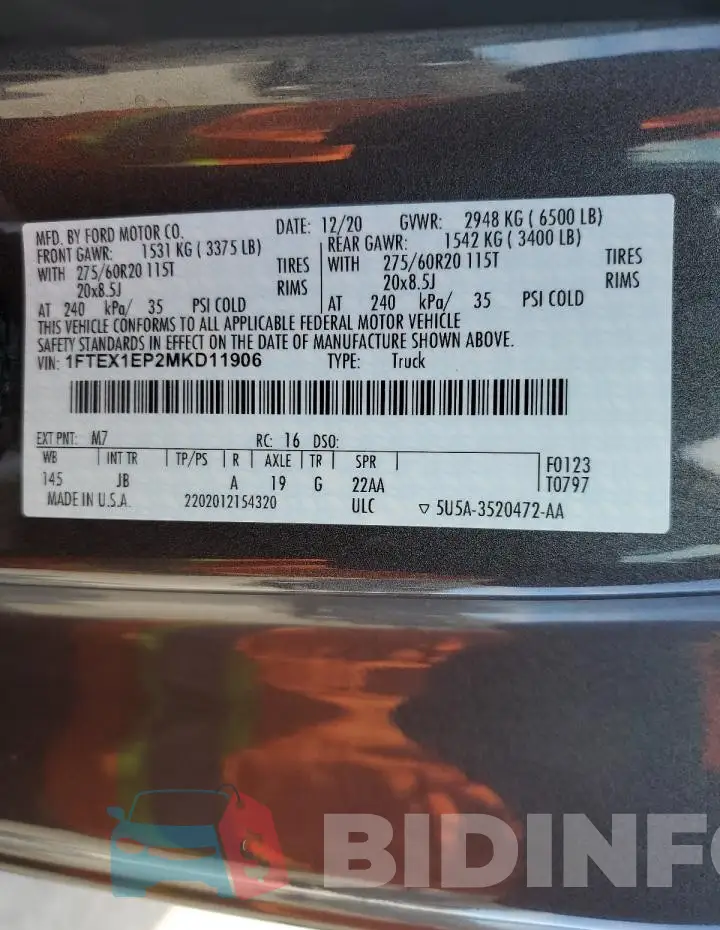 1FTEX1EP2MKD11906 Photo# 12