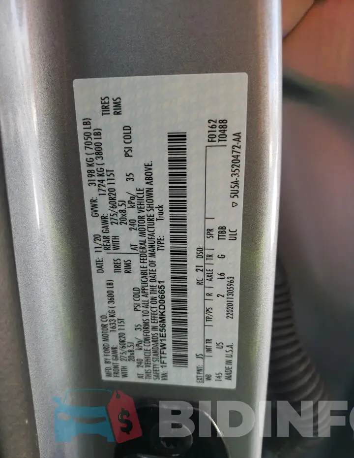 1FTFW1E56MKD06651 Photo# 12