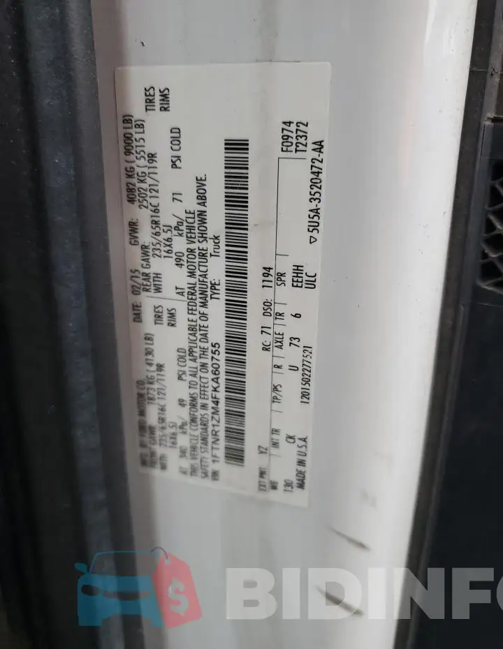 1FTNR1ZM4FKA60755 Photo# 13