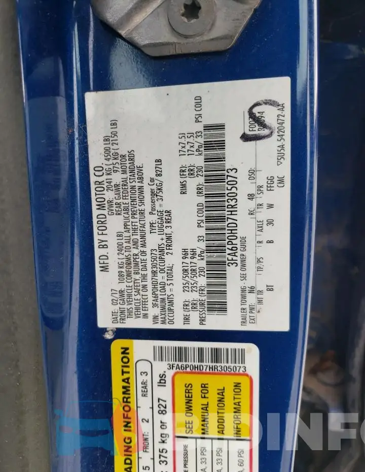 3FA6P0HD7HR305073 Photo# 12