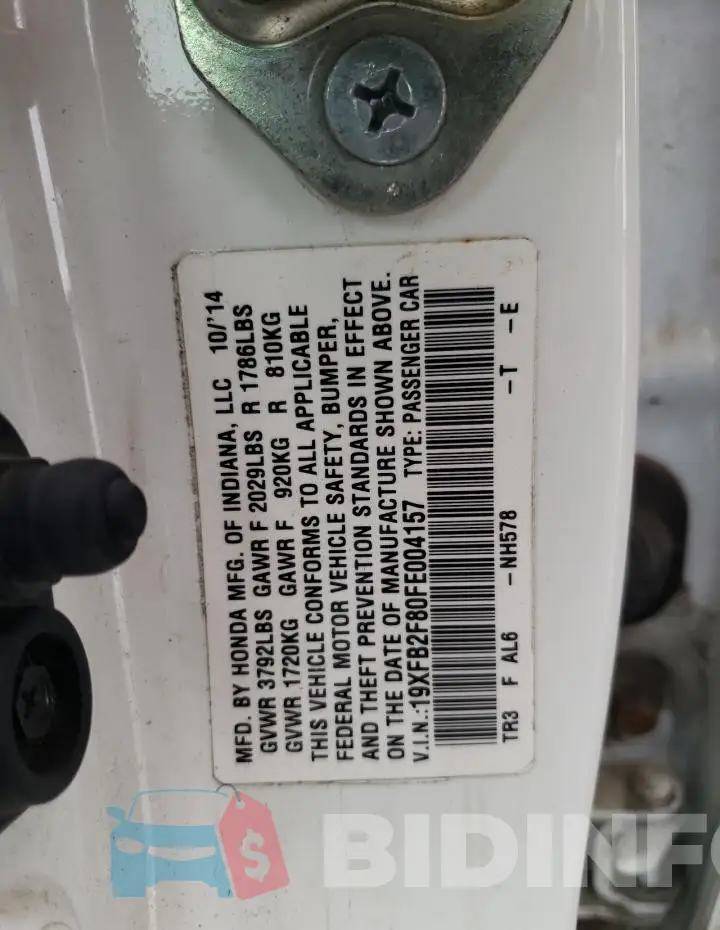 19XFB2F80FE004157 Photo# 13