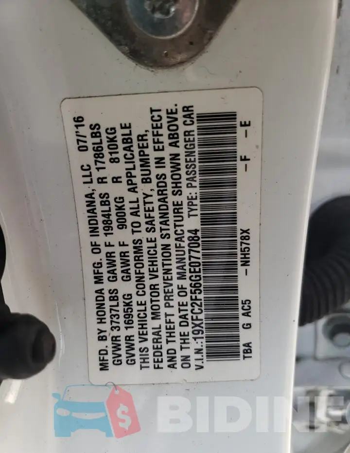 19XFC2F56GE077084 Photo# 12