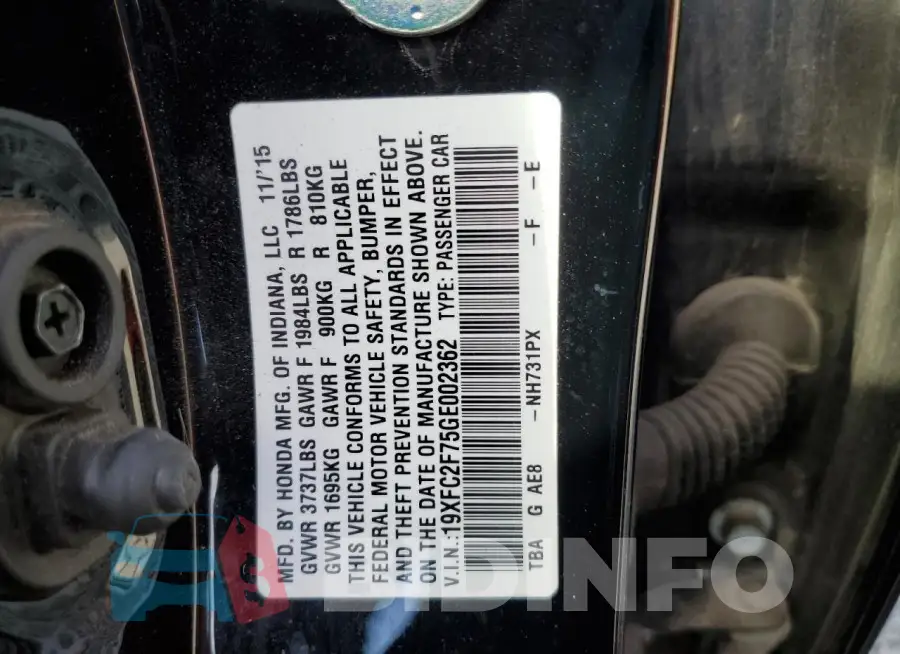 19XFC2F75GE002362 Photo# 12