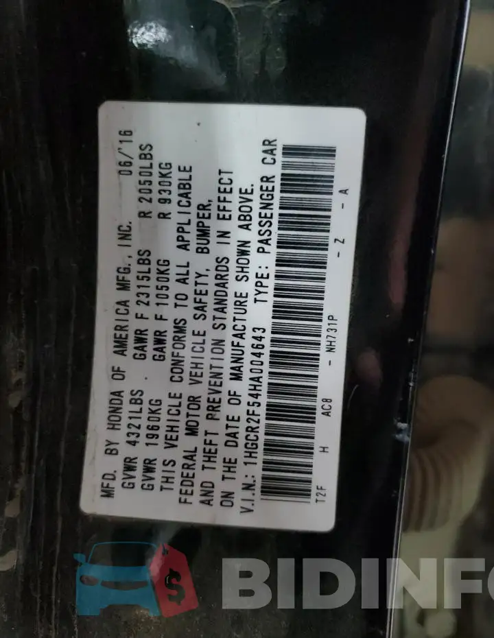 1HGCR2F54HA004643 Photo# 13
