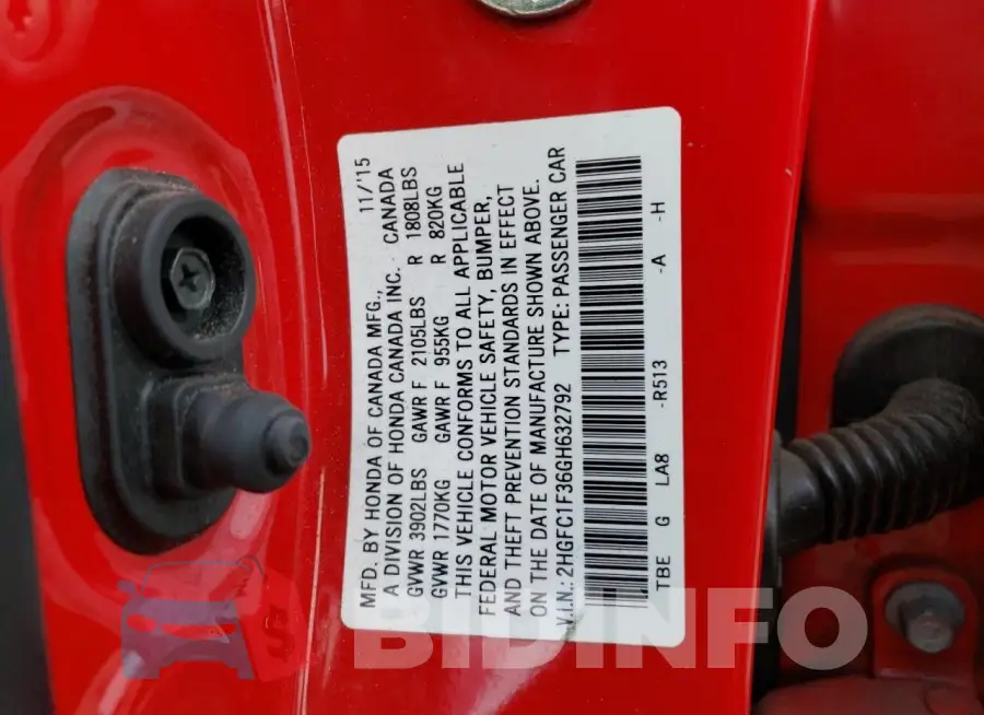2HGFC1F36GH632792 Photo# 12