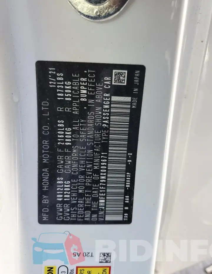 JHMFE1F79NX009671 Photo# 12
