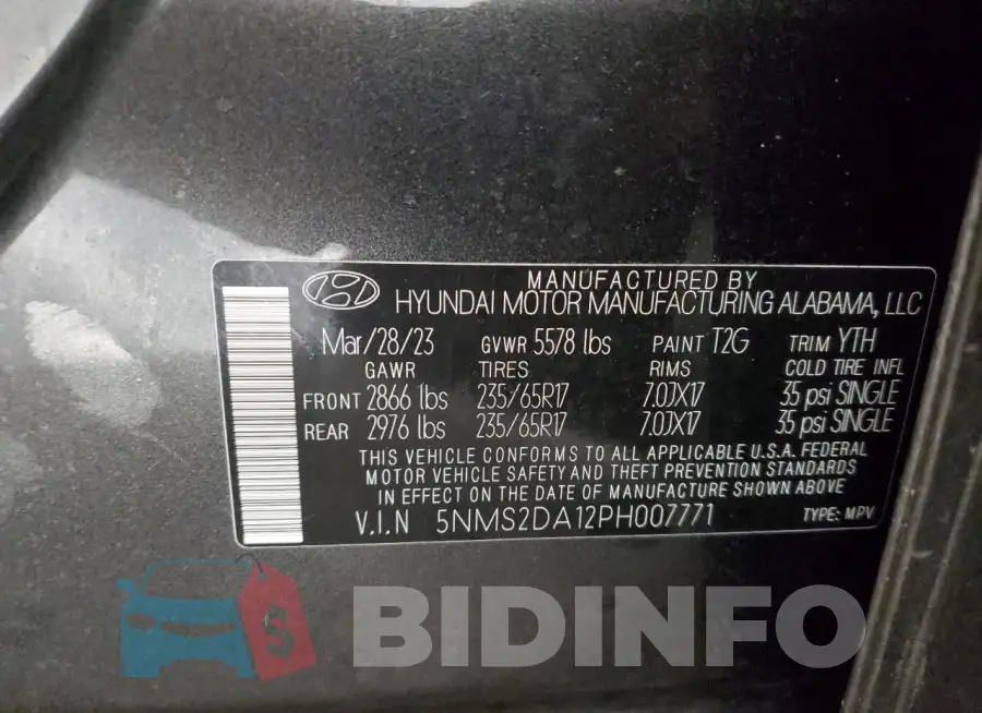 5NMS2DA12PH007771 Photo# 14