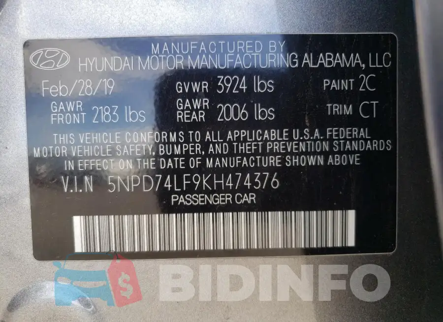 5NPD74LF9KH474376 Photo# 12