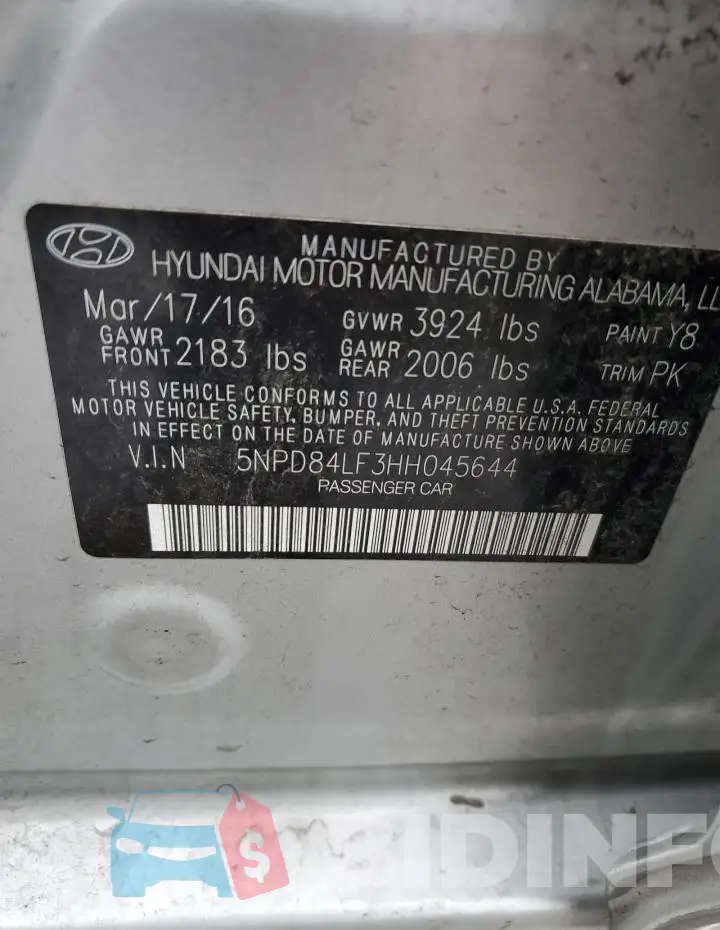 5NPD84LF3HH045644 Photo# 12