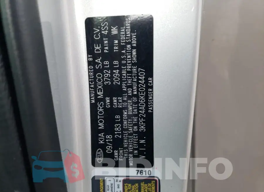 3KPF24AD6KE024407 Photo# 12