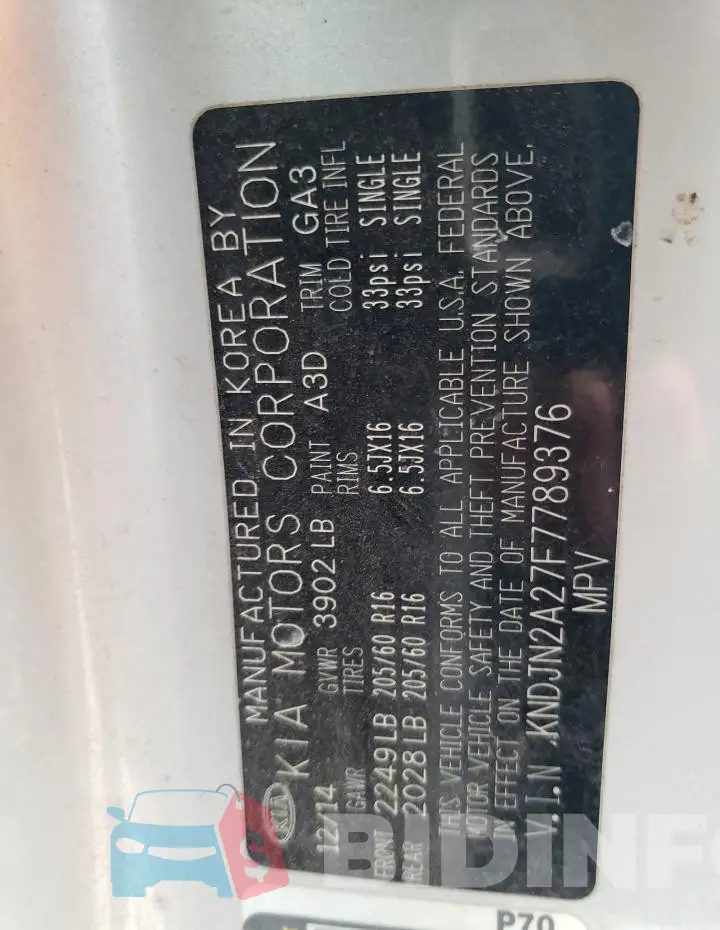 KNDJN2A27F7789376 Photo# 13