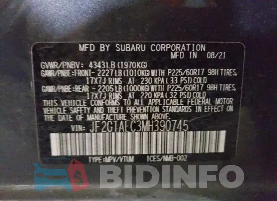 JF2GTAEC3MH390745 Photo# 12