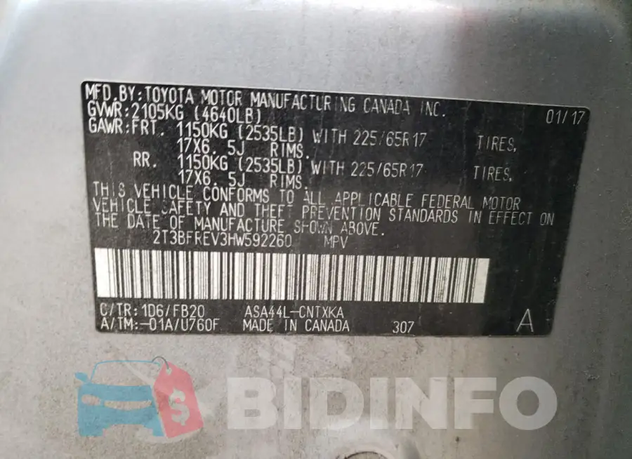 2T3BFREV3HW592260 Photo# 13