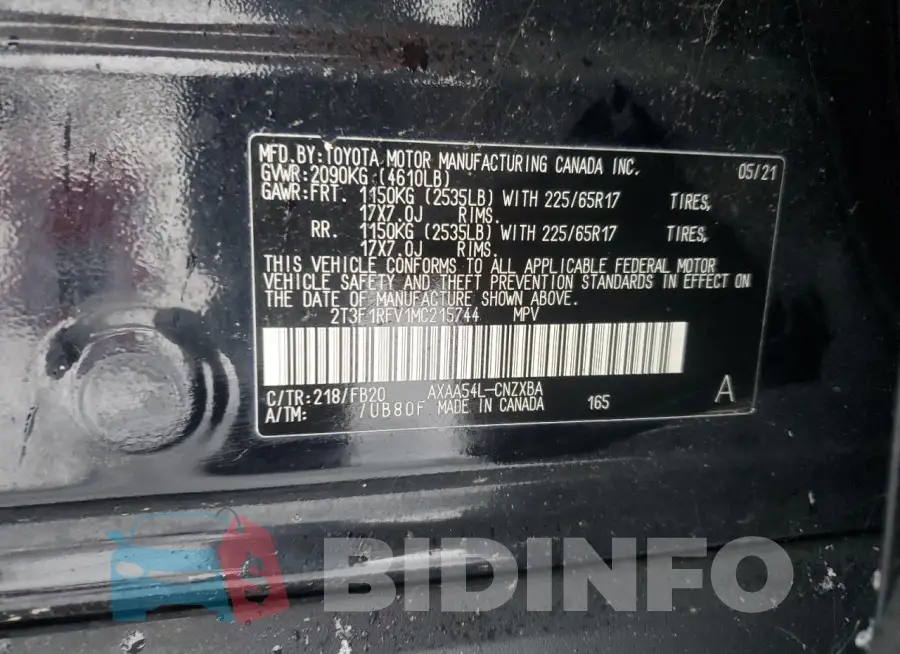 2T3F1RFV1MC215744 Photo# 12