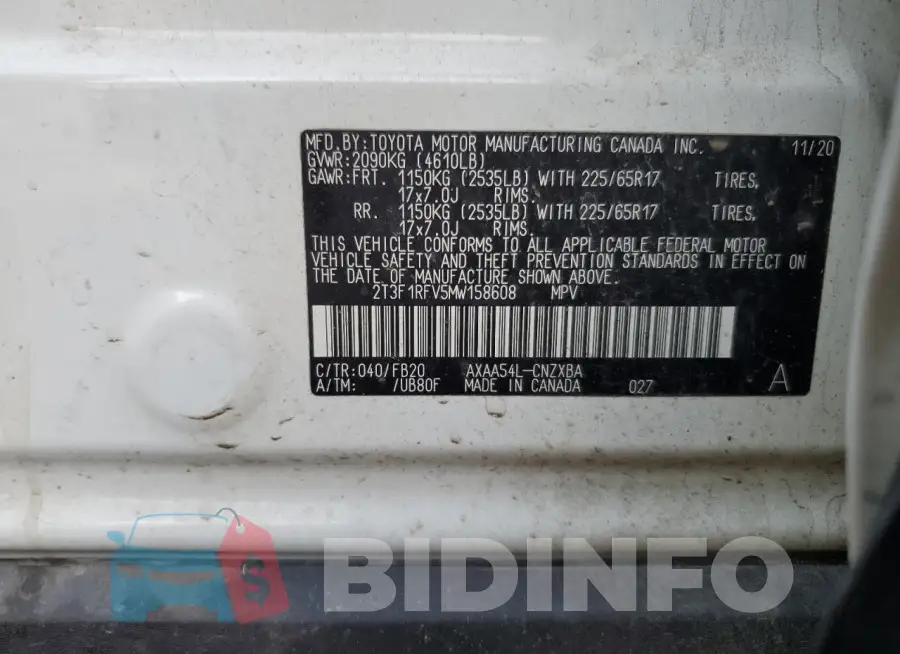 2T3F1RFV5MW158608 Photo# 12