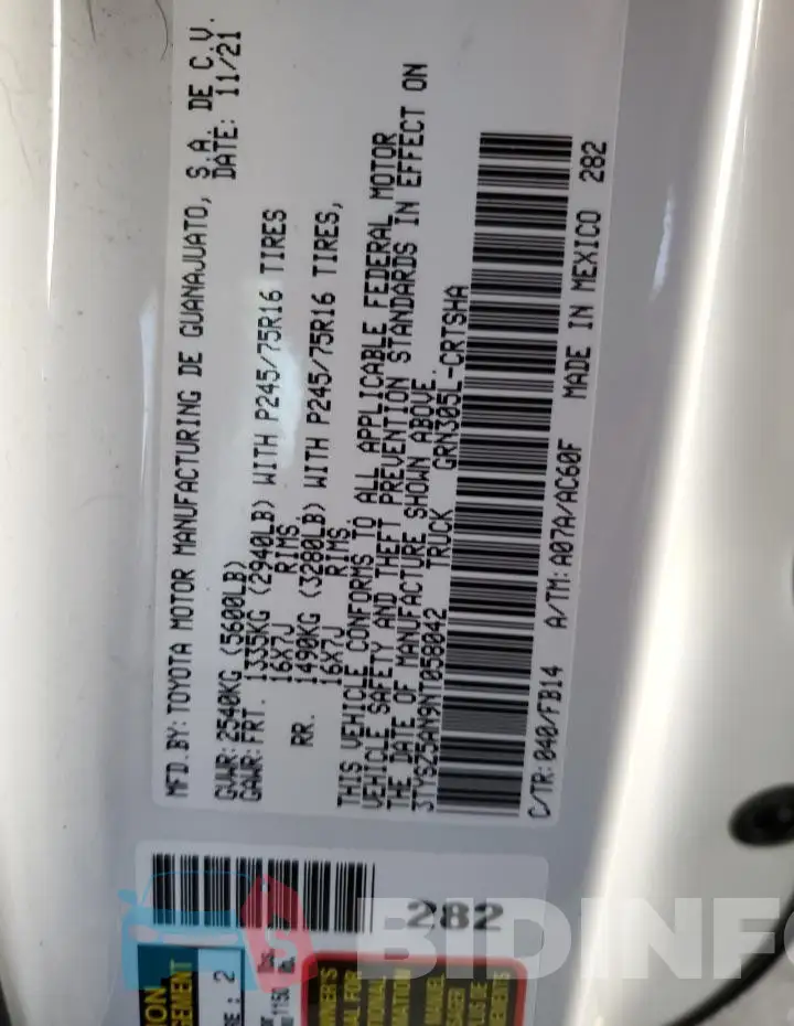 3TYSZ5AN9NT058042 Photo# 12