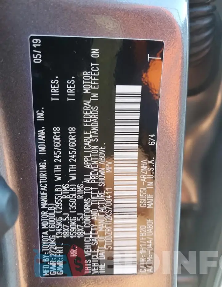 5TDBZRFH2KS700411 Photo# 13
