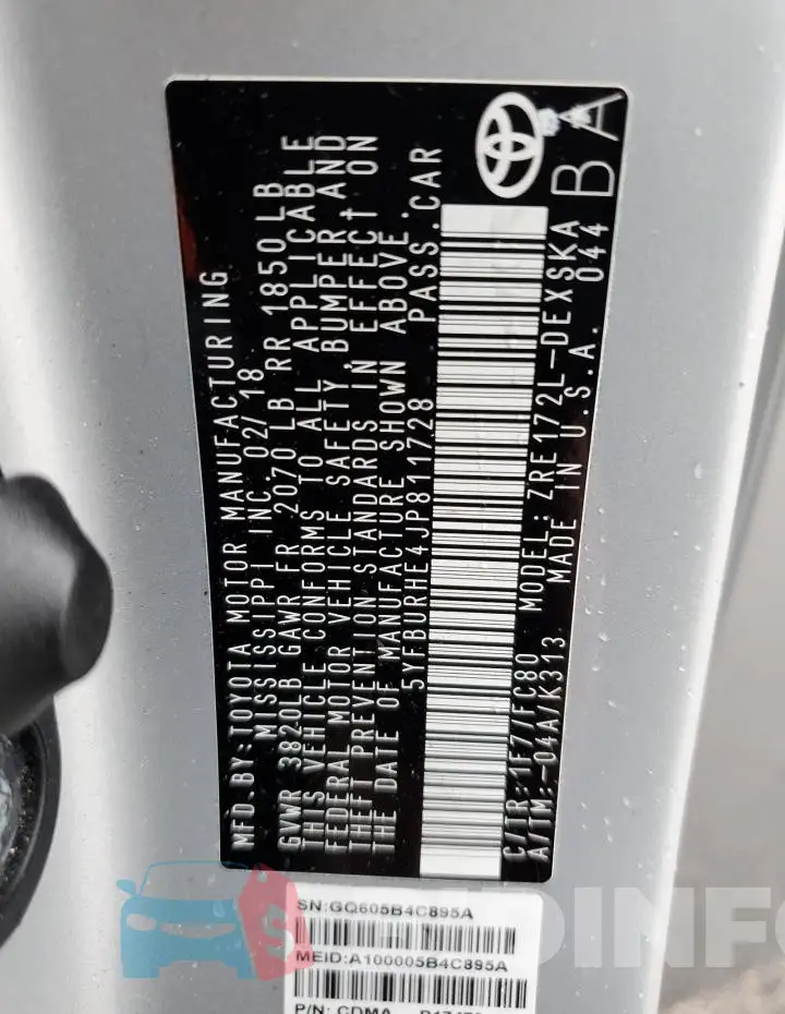 5YFBURHE4JP811728 Photo# 12