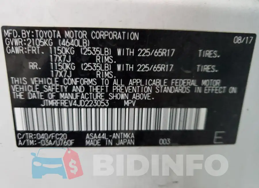 JTMRFREV4JD223053 Photo# 13