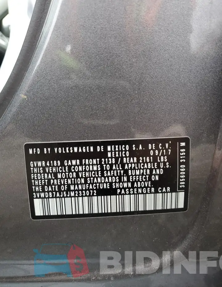 3VWDB7AJ5JM233072 Photo# 12