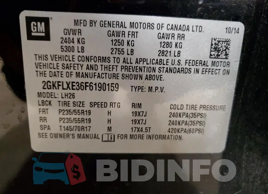 2GKFLXE36F6190159 Photo# 12