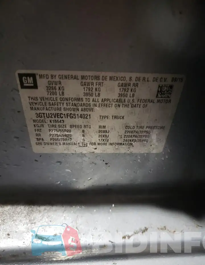 3GTU2VEC1FG514021 Photo# 12