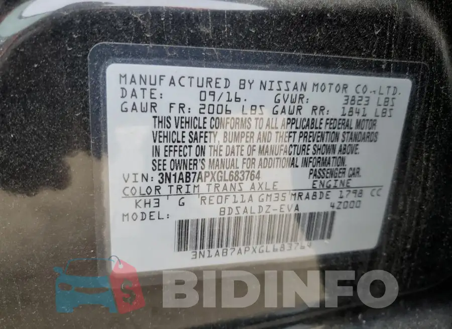 3N1AB7APXGL683764 Photo# 12