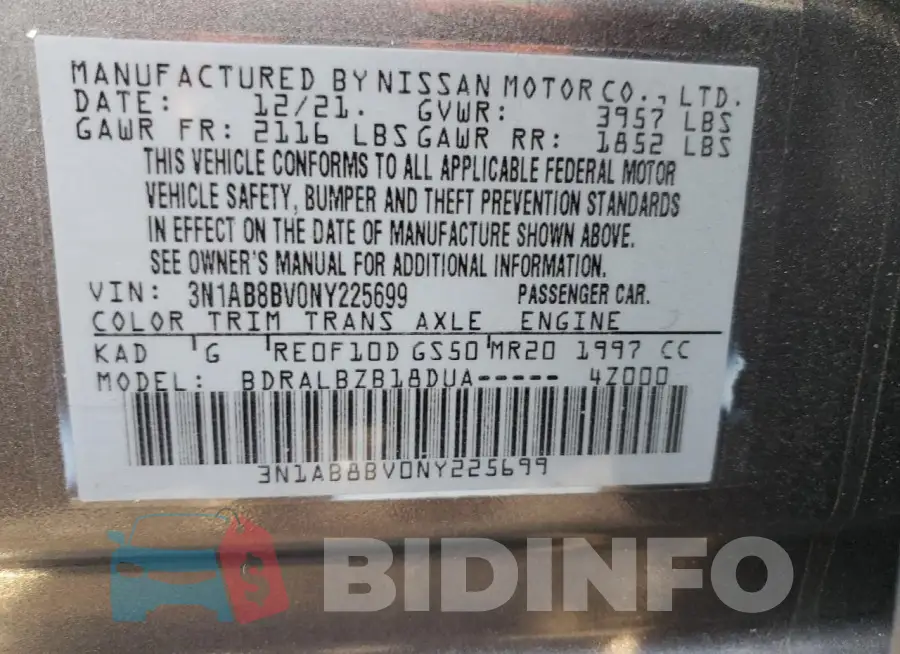 3N1AB8BV0NY225699 Photo# 12