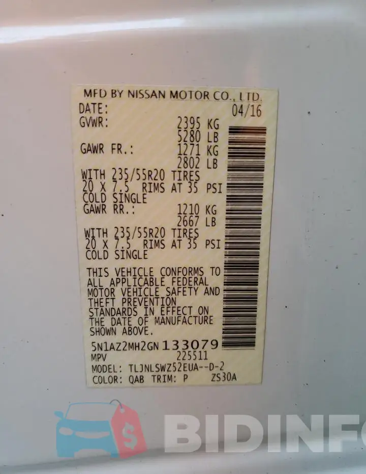 5N1AZ2MH2GN133079 Photo# 13