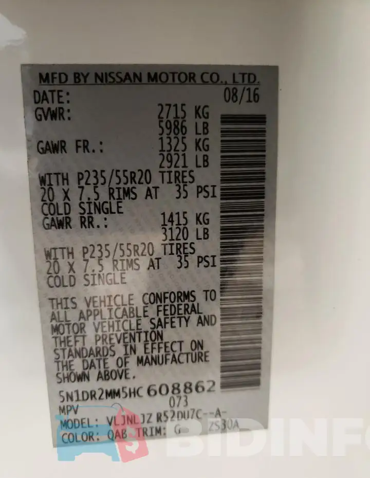 5N1DR2MM5HC608862 Photo# 14