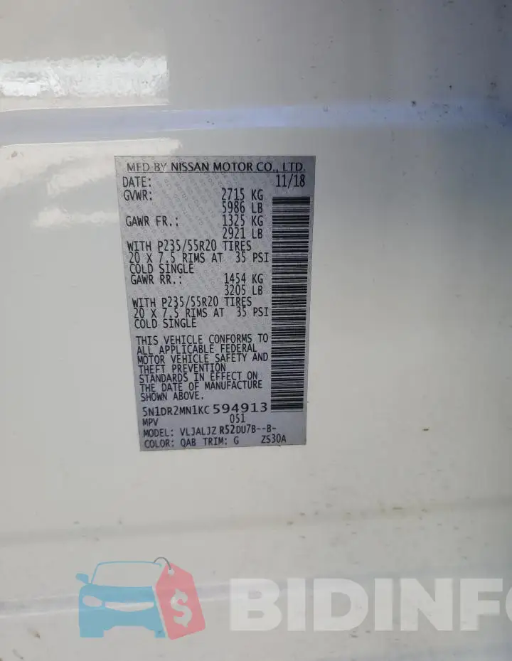 5N1DR2MN1KC594913 Photo# 13