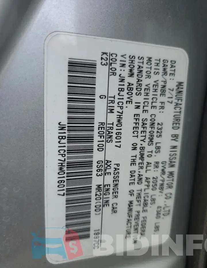 JN1BJ1CP7HW016017 Photo# 13