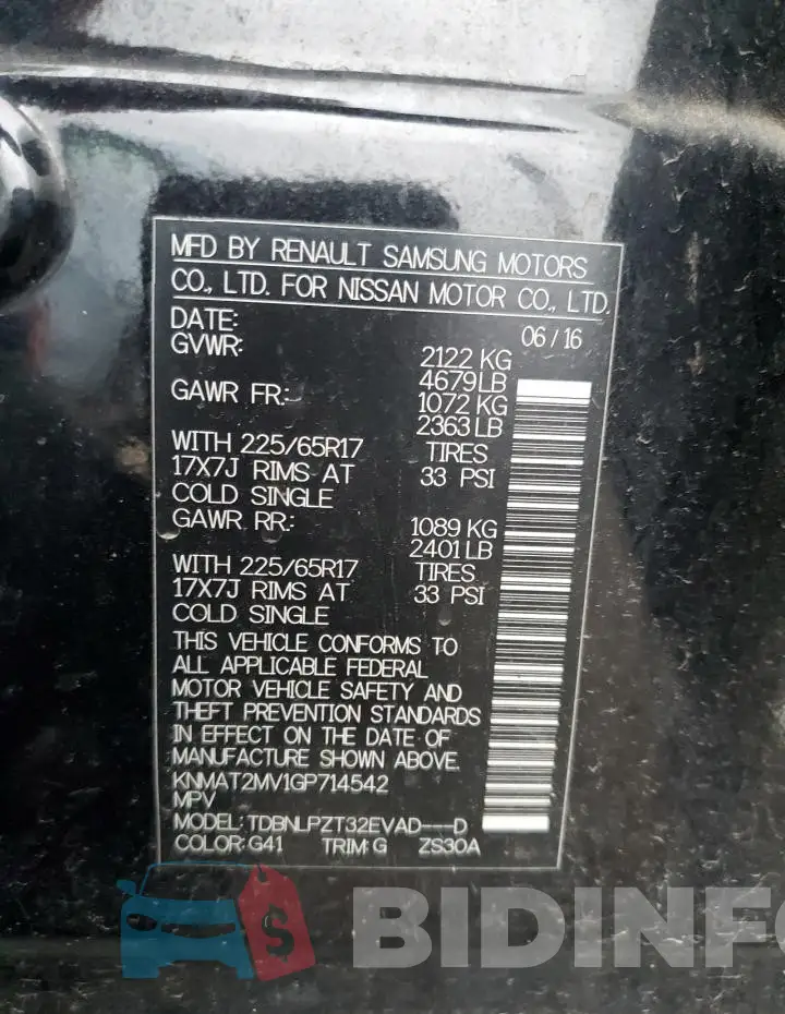 KNMAT2MV1GP714542 Photo# 12