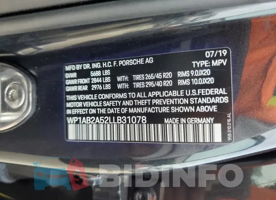 WP1AB2A52LLB31078 Photo# 13