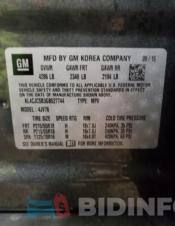 KL4CJCSB3GB527744 Photo# 12