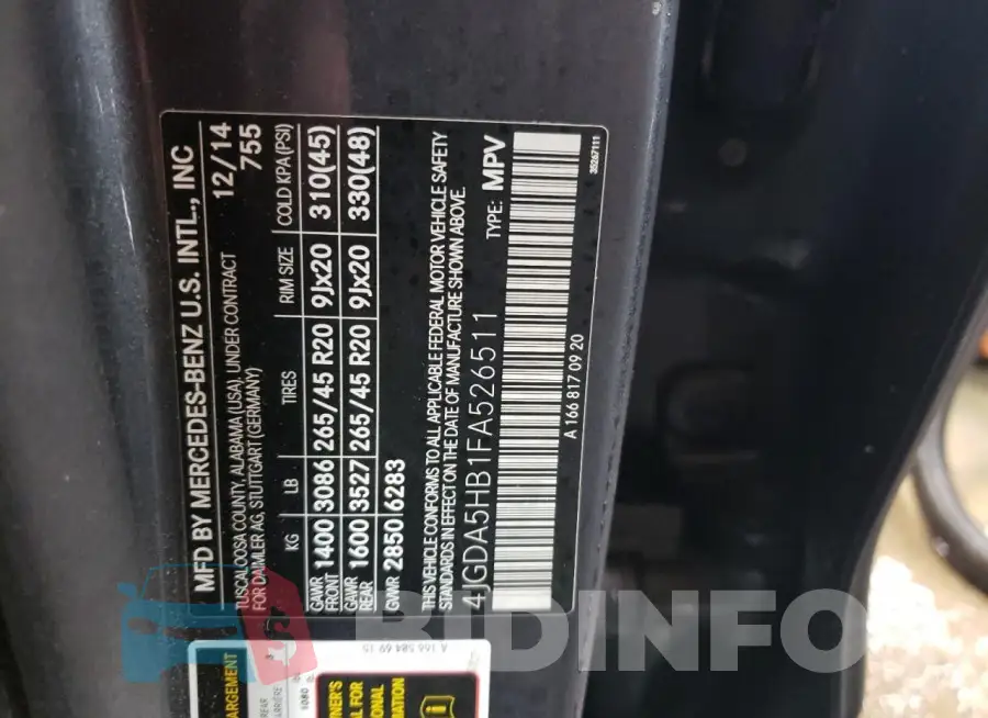 4JGDA5HB1FA526511 Photo# 12