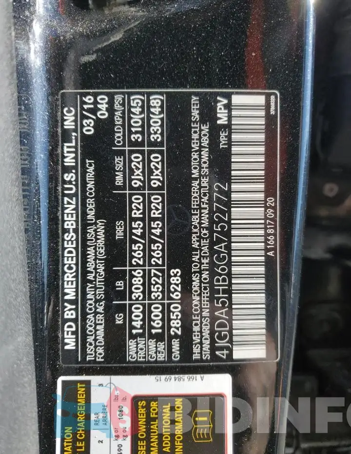 4JGDA5HB6GA752772 Photo# 14