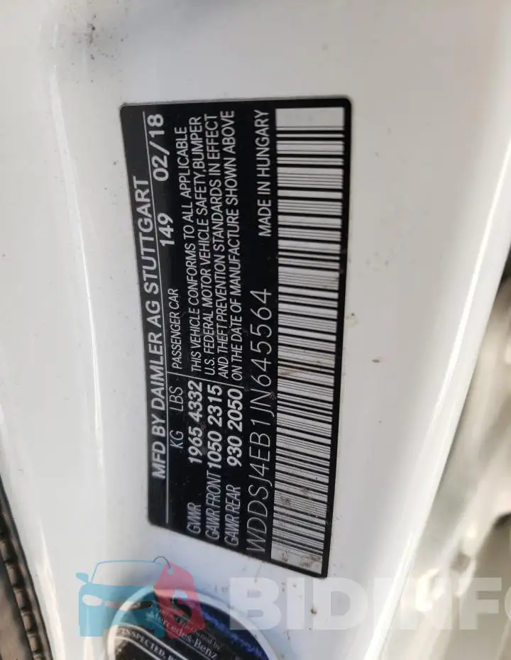 WDDSJ4EB1JN645564 Photo# 12