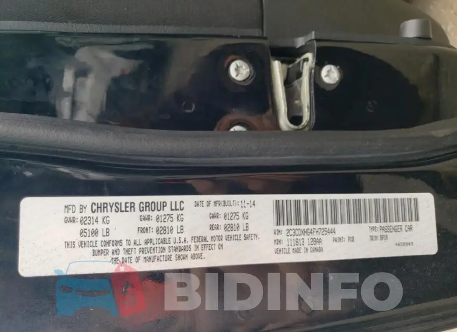 2C3CDXHG4FH725444 Photo# 12