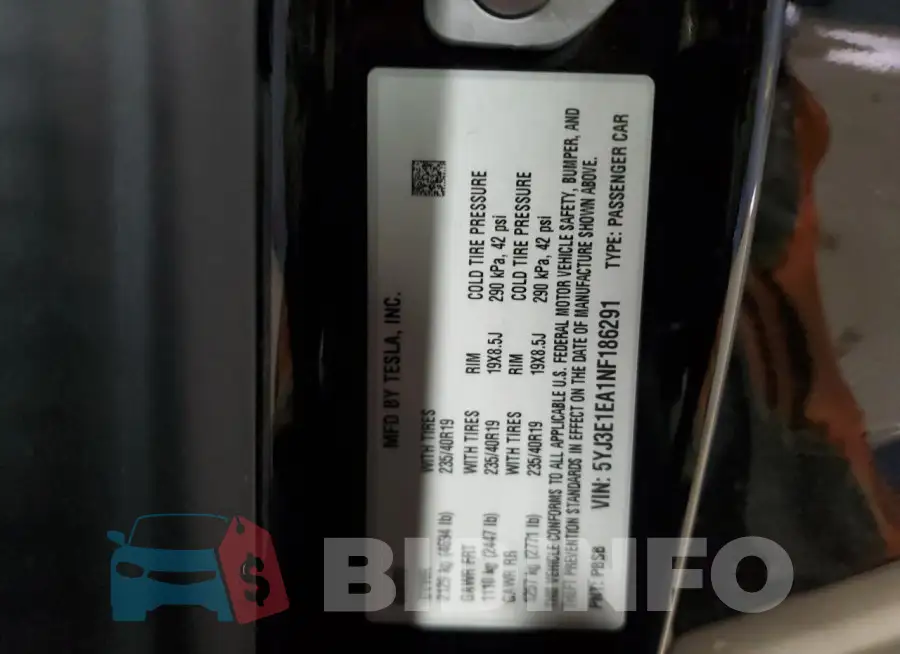 5YJ3E1EA1NF186291 Photo# 12