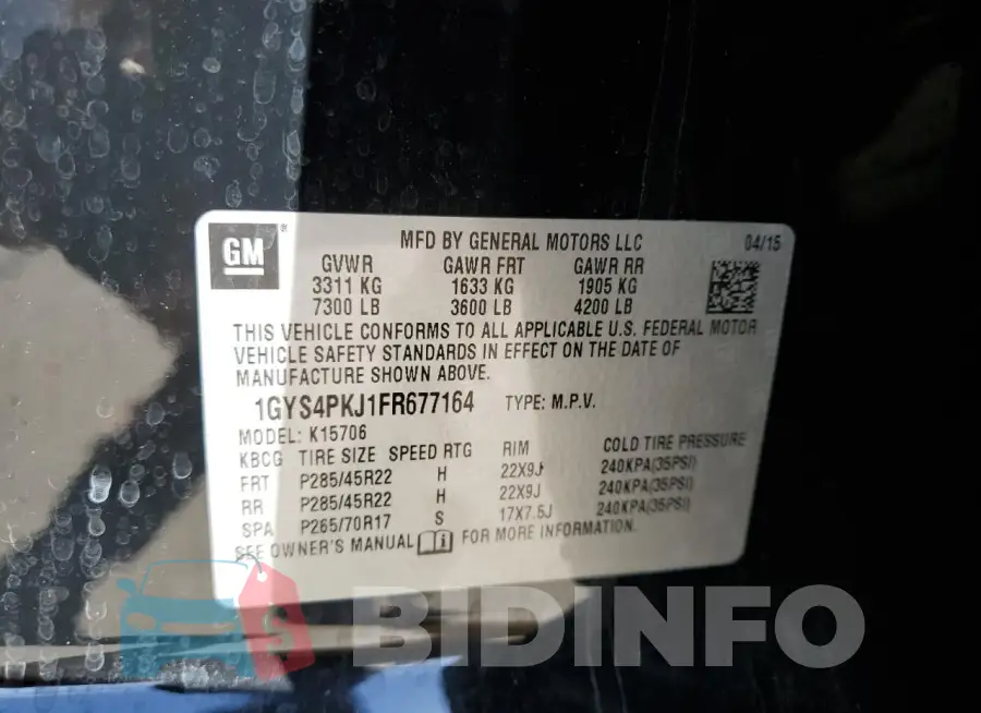1GYS4PKJ1FR677164 Photo# 13