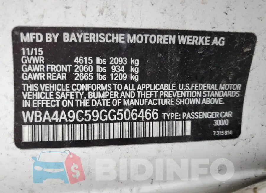 WBA4A9C59GG506466 Photo# 12