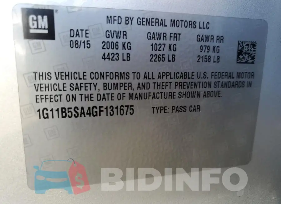 1G11B5SA4GF131675 Photo# 12