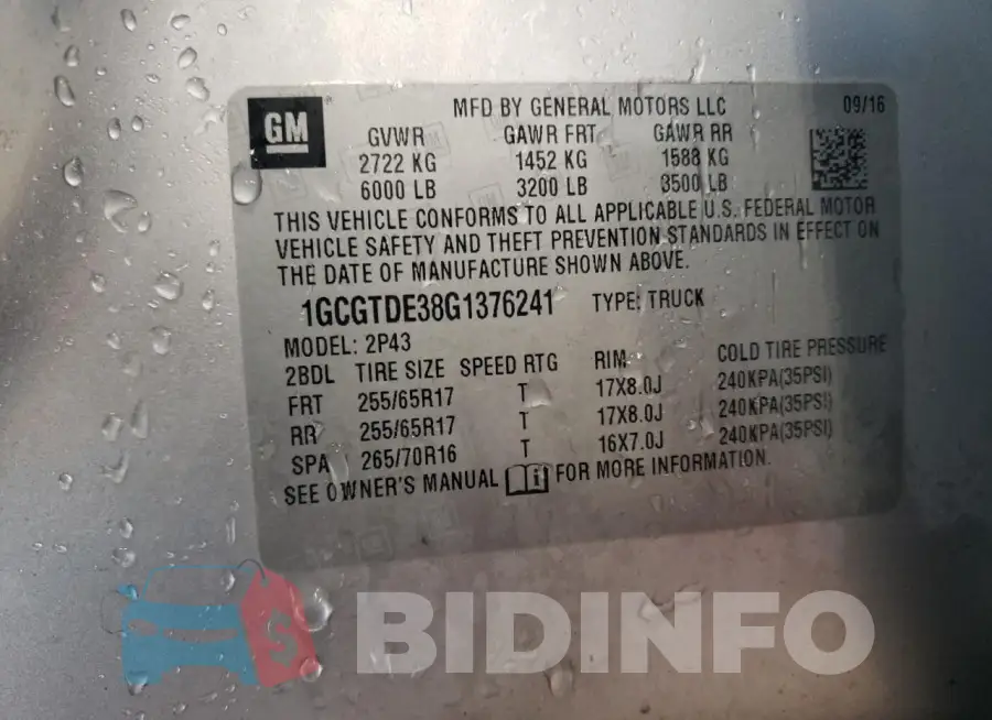 1GCGTDE38G1376241 Photo# 12