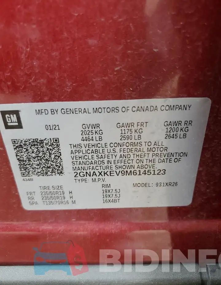 2GNAXKEV9M6145123 Photo# 13