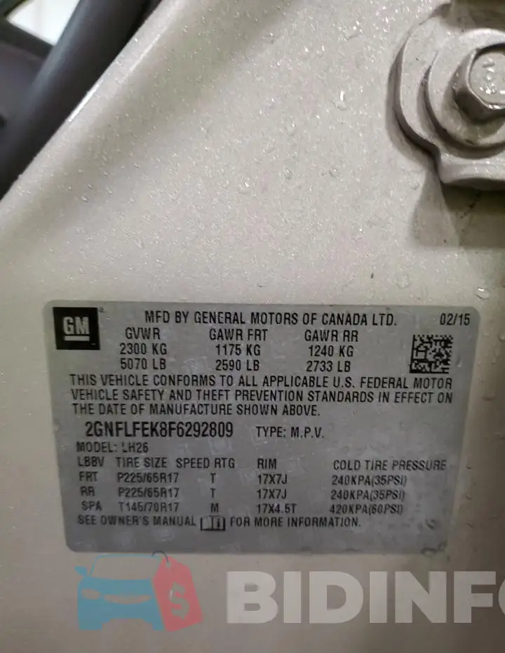 2GNFLFEK8F6292809 Photo# 14