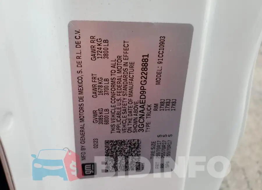 3GCNAAED9PG228881 Photo# 12