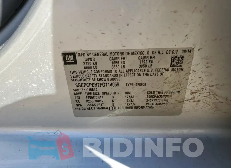 3GCPCPEH7FG114059 Photo# 12
