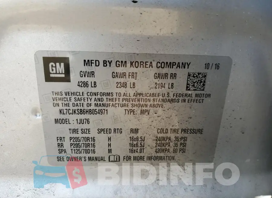 KL7CJKSB6HB054971 Photo# 12